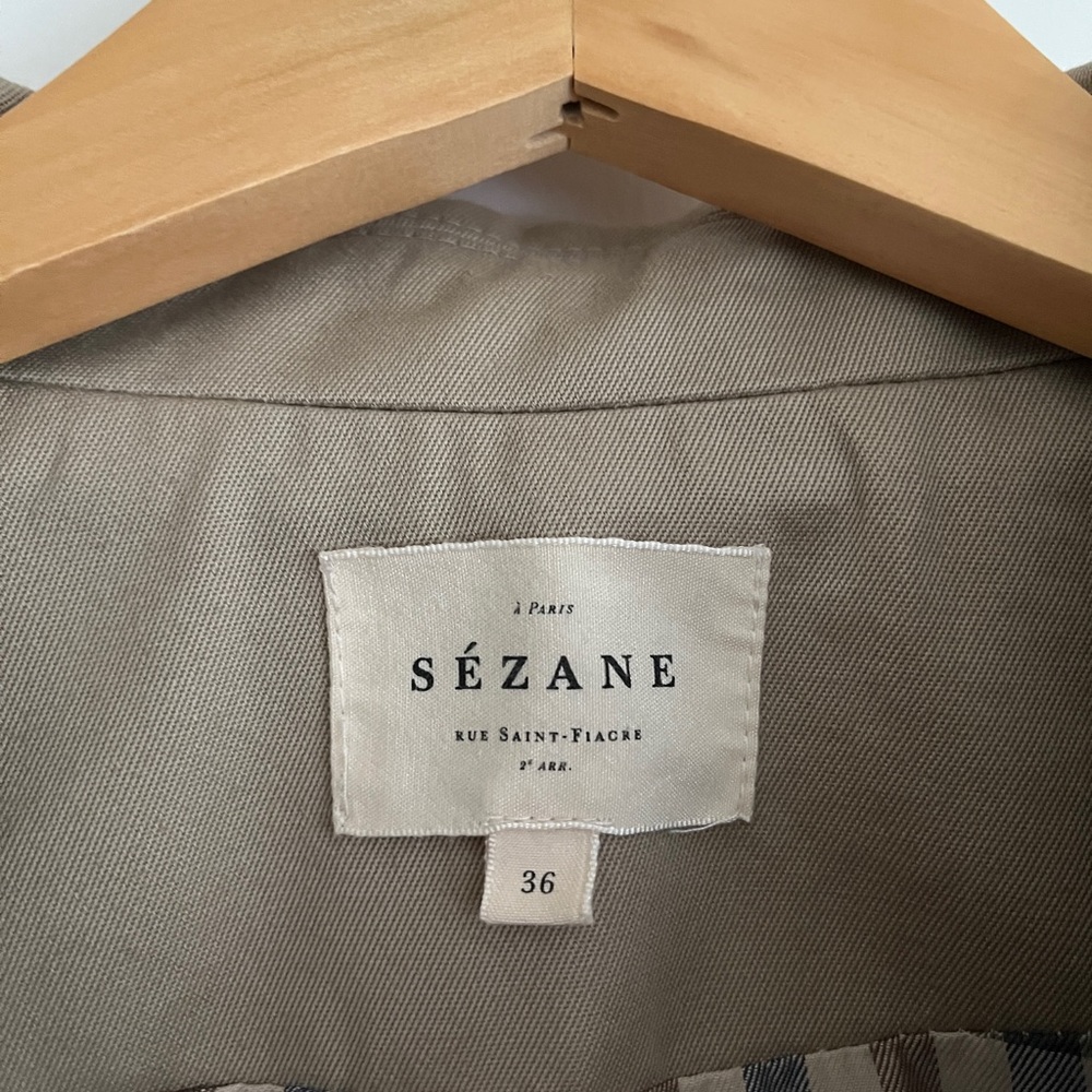 Sezane Taupe Beige Short Trench Coat - Picture 4 of 5